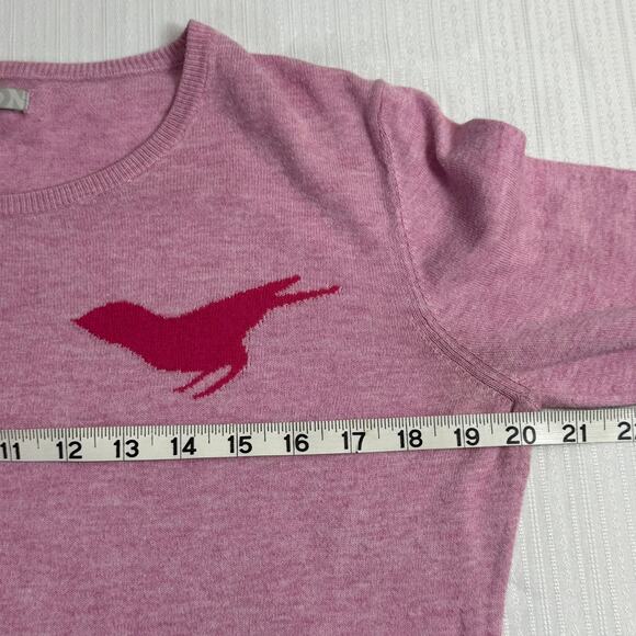 OLD NAVY Pink Bird Sweater L Cotton Rayon Silk Y2K Indie Cottagecore Whimsey - Picture 4 of 8